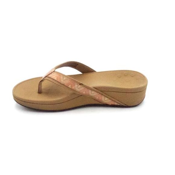 Vionic Platform Leather Thong Sandals High Tide Chevron Dusty Pink - Medium - Picture 3 of 5